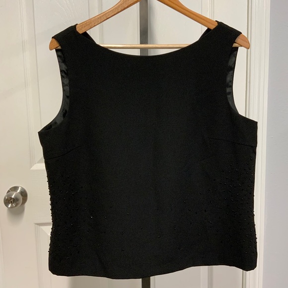 Virgo  Black Beaded Sleeveless Top - Picture 2 of 7